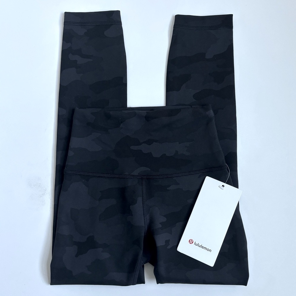 Lululemon Wunder Train High Rise Camouflage Crop Leggings 23” Black Multi Size 2 - Picture 3 of 15